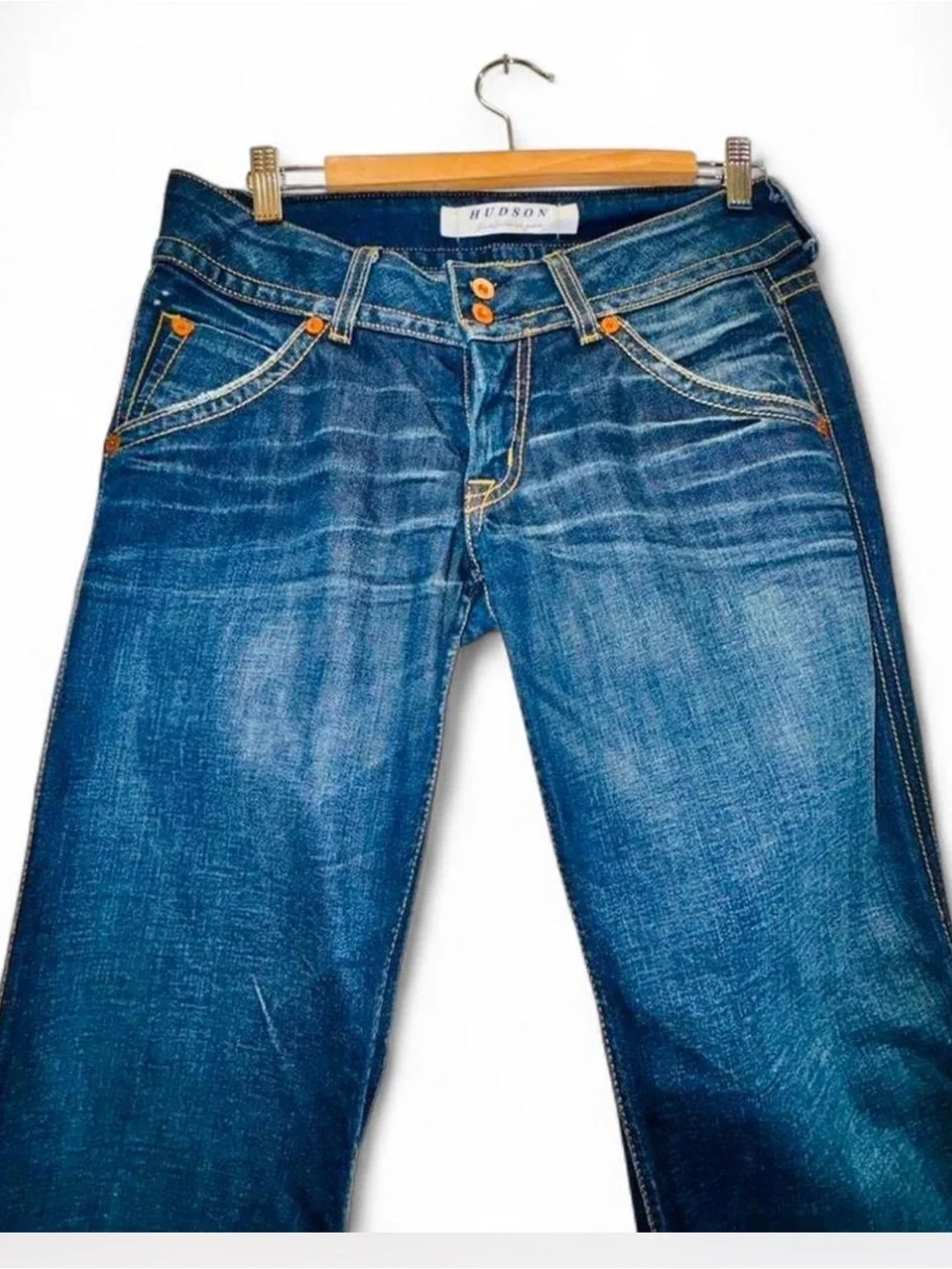 Hudson 170SOLL Signature Bootcut Flare Jeans Size 28 Low Rise Y2K Boho Dark Wash